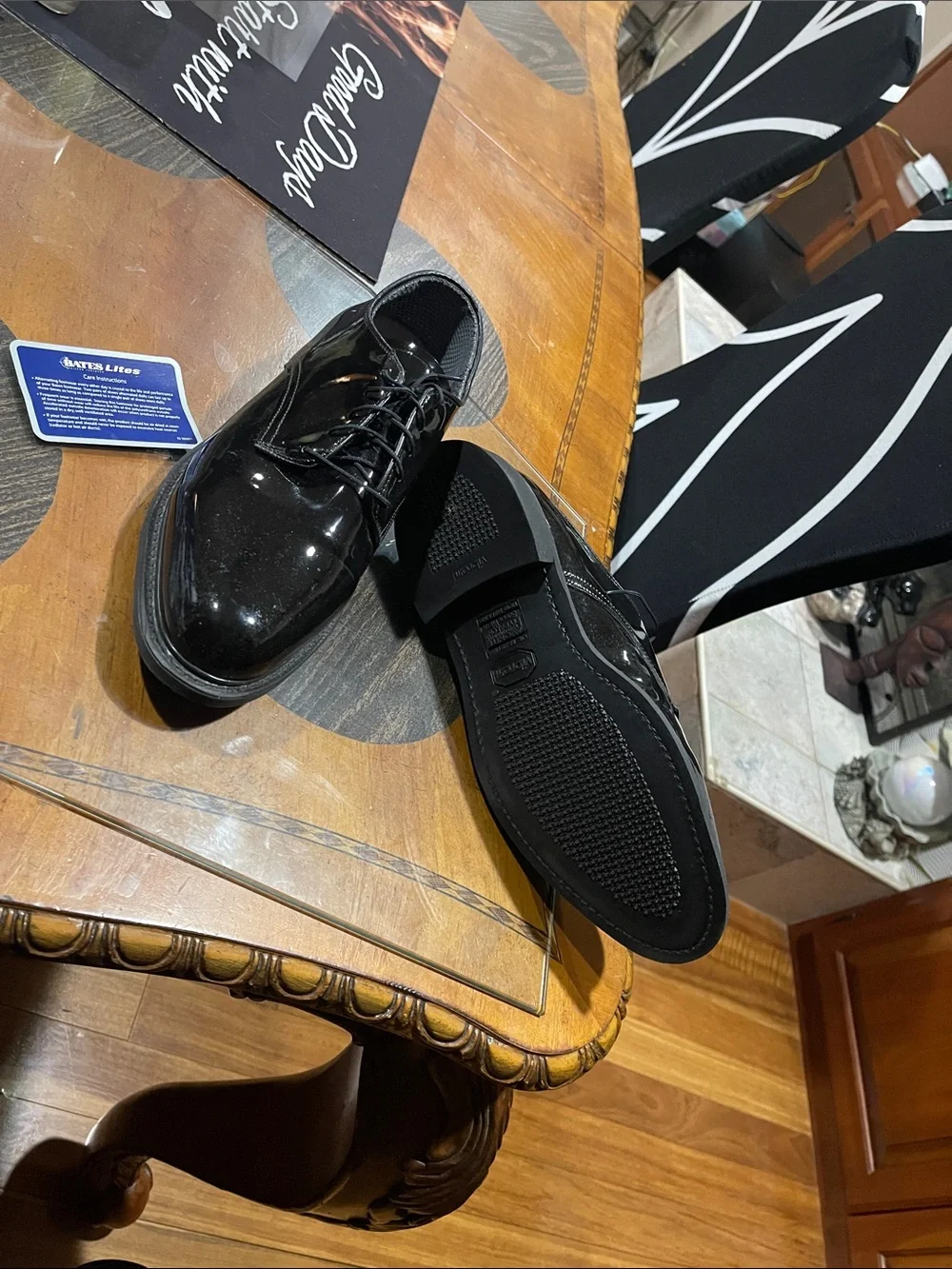 Bates Black Patent Lace-Up Oxfords